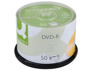 DVD-R Q-CONNECT CAPACIDAD 4,7GB DURACION 120MIN VELOCIDAD 16X BOTE DE 50 UNIDADES