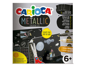 SET DE DIBUJO CARIOCA METALLIC POP UP CARD CREATOR 3D 17 PIEZAS