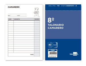 TALONARIO LIDERPAPEL CAMARERO 8º ORIGINAL Y COPIA T202