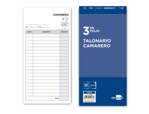 TALONARIO LIDERPAPEL CAMARERO 3/Fº ORIGINAL Y COPIA T214