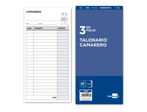 TALONARIO LIDERPAPEL CAMARERO 3/Fº ORIGINAL Y 2 COPIAS T314