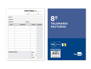 TALONARIO LIDERPAPEL FACTURAS 8º ORIGINAL T100 CON I.G.I.C.