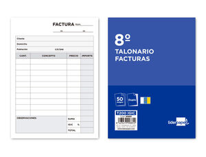 TALONARIO LIDERPAPEL FACTURAS 8º ORIGINAL Y COPIA T200 CON I.G.I.C