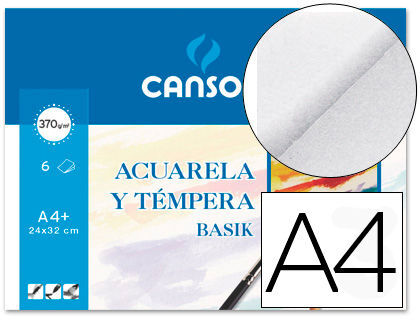 PAPEL ACUARELA BASIK CANSON DIN A4+ 370 GR PACK DE 6 HOJAS24 X 32 CM. Papel  y laminas de dibujo. Librería Salesiana