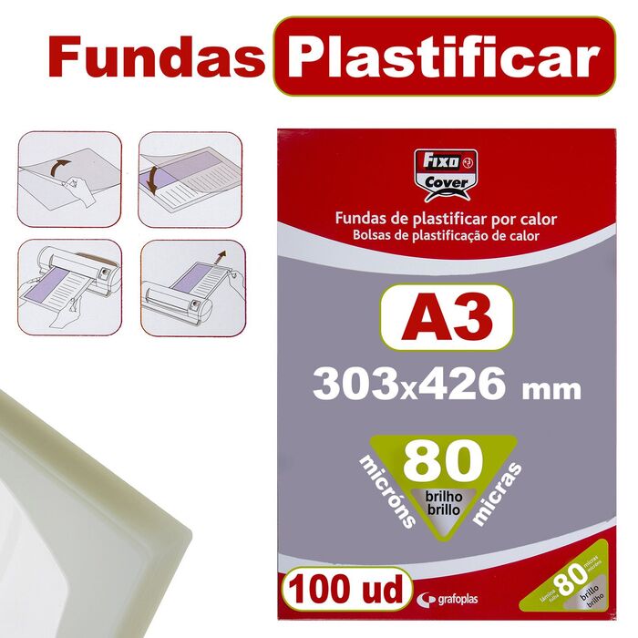 FUNDAS PLASTIFICAR A4 100 UDS 125 MICRAS. Plastificadoras