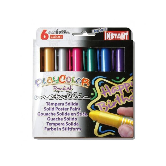 Tempera Solida Playcolor Pocket Escolar Caja 6 Barras 5 Gr Colores
